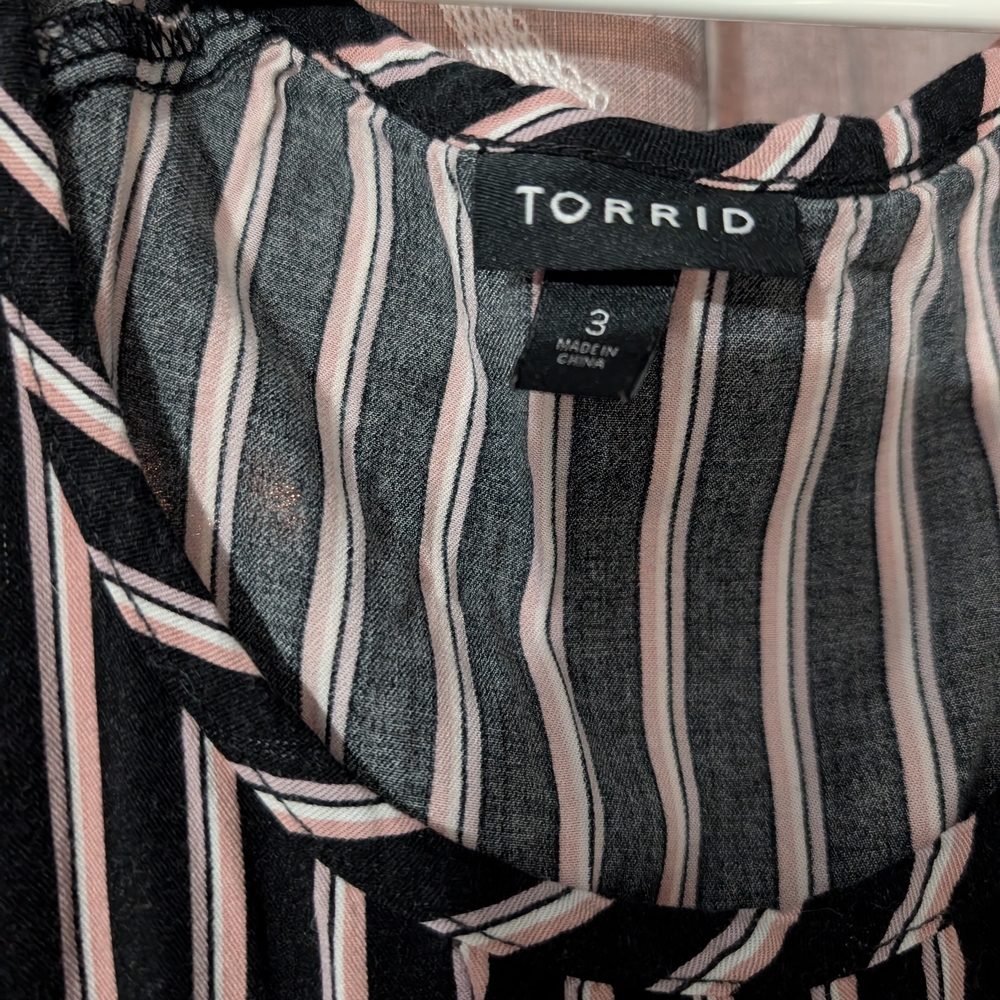 Torrid Black and Pink Striped Tank Top - Picture 2 of 3